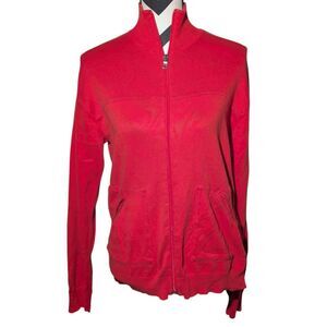 A|X Armani Exchange L Red Full Zip Mock Neck Sweater Jacket